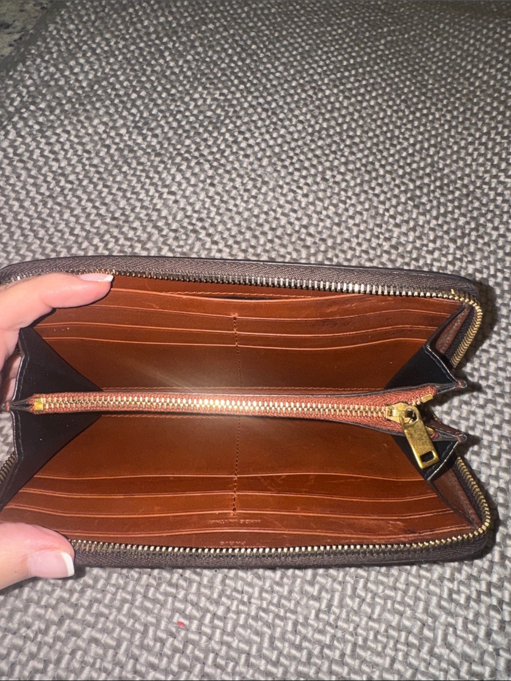 Saint Laurent Brown Wallet with Gold Monogram Zip - Picture 3 of 13